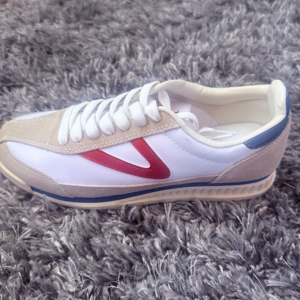 NWT Tretorn Rawlins 3 Retro Tennis Sneakers Women Sz 8.5 Red White Blue USA 250 - Picture 5 of 11